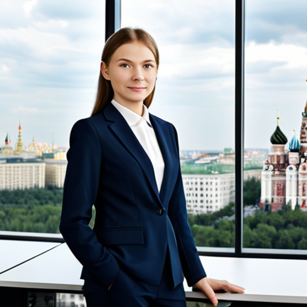 **

A successful lawyer in a modern Moscow office, wearing a stylish, tailored business suit (fully clothed, appropriate attire). The office features floor-to-ceiling windows with a panoramic view of the cityscape. Natural lighting, perfect anatomy, correct proportions, professional photography, high quality, safe for work, professional, modest.

**