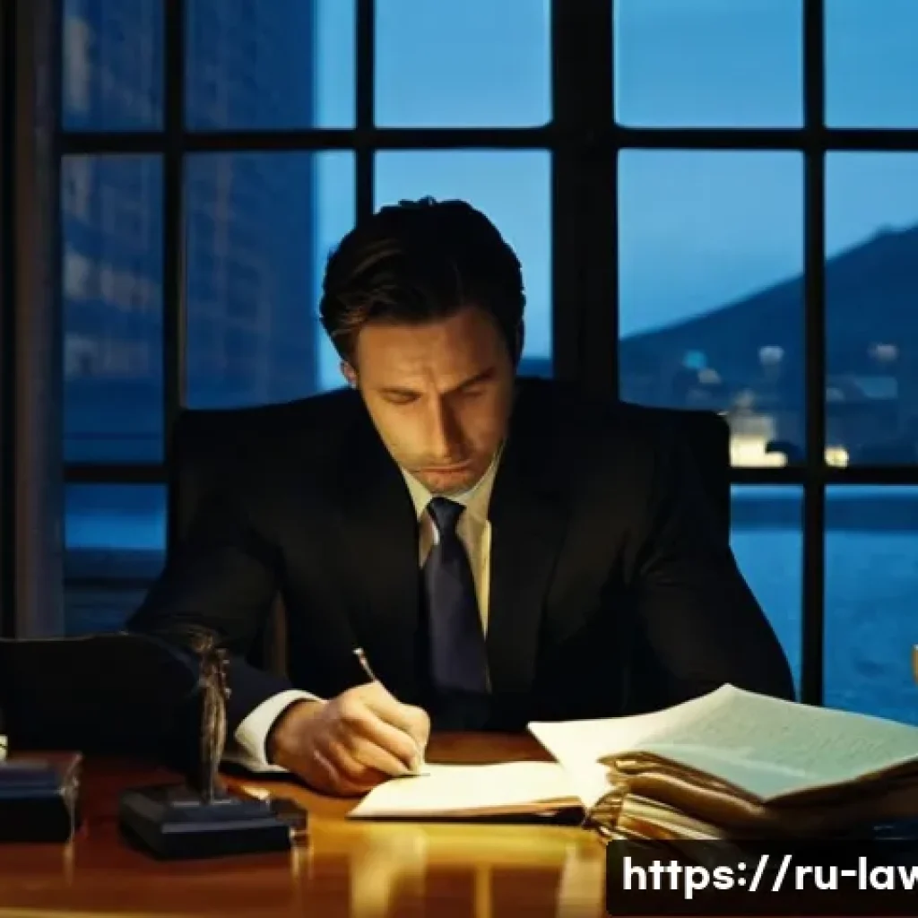 변호사로 일하며 주의해야 할 점 - **Prompt: The Exhausted Lawyer's Solace**
A highly detailed, cinematic shot of a male lawyer in ...