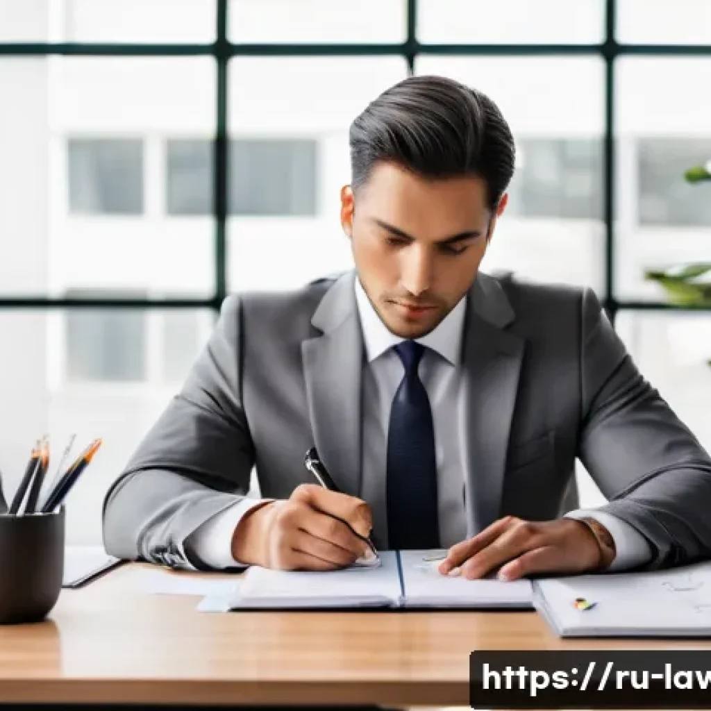 변호사 실무에서 시간 관리 방법 - **Prompt:** A focused male lawyer, dressed in a sharp grey suit with a neat tie, sitting at a modern...