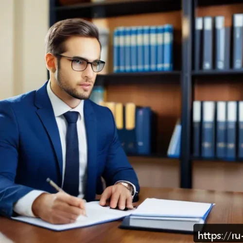 Home 31 변호사 자격 취득 후 첫 업무 사례 - A professional young lawyer in a modern office setting, attentively listening and taking notes durin...
