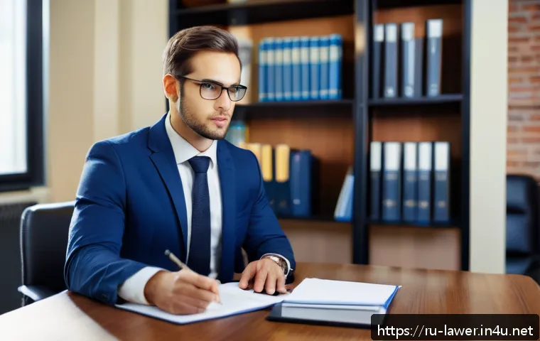 변호사 자격 취득 후 첫 업무 사례 - A professional young lawyer in a modern office setting, attentively listening and taking notes durin...